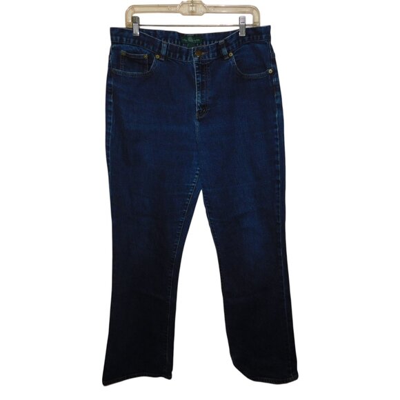 LRL Lauren Jeans Co. Ralph Lauren Dark Wash Denim Jeans Size 14 High Rise Waist - Picture 1 of 6